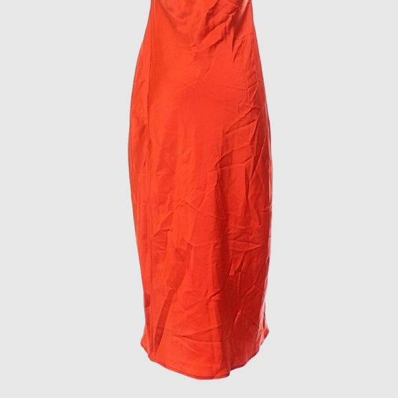 RESA Red Satin Slip Midi Dress XS Cowl Neck Strappy Open Back Party NWT - Picture 3 of 8